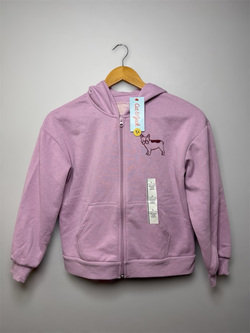 New Cat & Jack Lavender Zip Hoodie with Dog Print